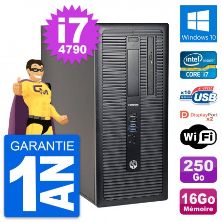 PC Tour HP EliteDesk 800 G1 Intel i7-4790 RAM 16Go Disque 250Go Windows 10 Wifi