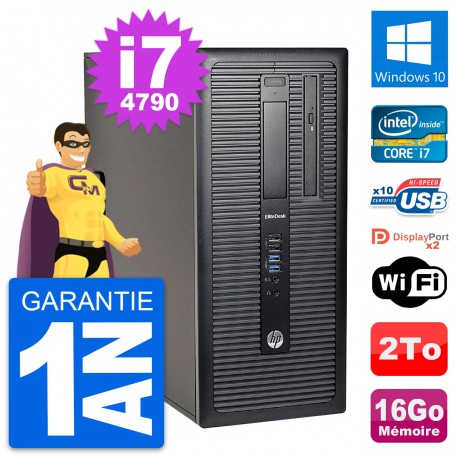 PC Tour HP EliteDesk 800 G1 Intel i7-4790 RAM 16Go Disque 2To Windows 10 Wifi