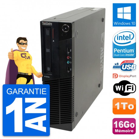 PC Lenovo ThinkCentre M82 SFF Intel G630 RAM 16Go Disque Dur 1To Windows 10 Wifi