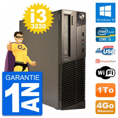 PC Lenovo ThinkCentre M82 SFF Intel i3-3220 RAM 4Go Disque 1To Windows 10 Wifi