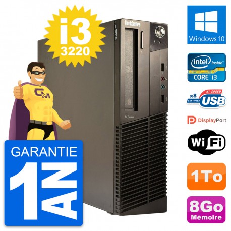PC Lenovo ThinkCentre M82 SFF Intel i3-3220 RAM 8Go Disque 1To Windows 10 Wifi