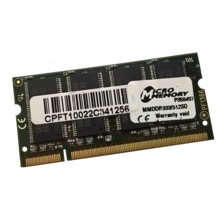 512Mo RAM PC Portable SODIMM MicroMemory MMDR333/512SO DDR1 PC-2700S 333MHz