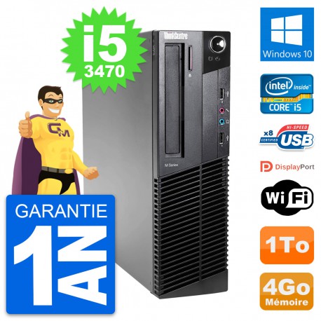 PC Lenovo ThinkCentre M82 SFF Intel i5-3470 RAM 4Go Disque 1To Windows 10 Wifi