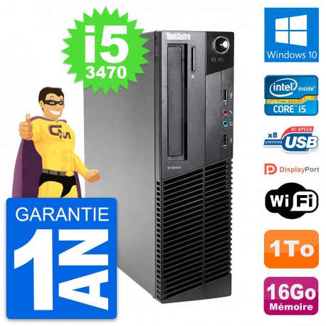 PC Lenovo ThinkCentre M82 SFF Intel i5-3470 RAM 16Go Disque 1To Windows 10 Wifi