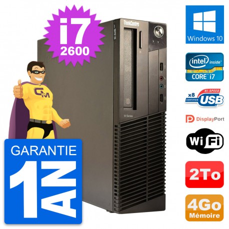 PC Lenovo ThinkCentre M82 SFF Intel i7-2600 RAM 4Go Disque 2To Windows 10 Wifi