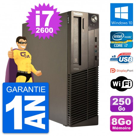 PC Lenovo ThinkCentre M82 SFF Intel i7-2600 RAM 8Go Disque 250Go Windows 10 Wifi