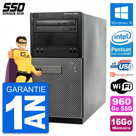PC Tour Dell OptiPlex 3020 Intel G3220 RAM 16Go SSD 960Go Windows 10 Wifi