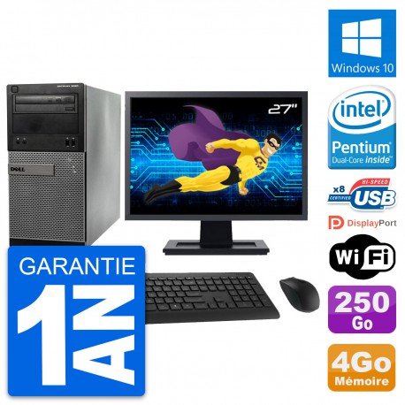 PC Tour Dell 3020 Ecran 27" Intel G3220 RAM 4Go Disque 250Go Windows 10 Wifi