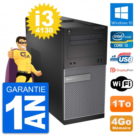 PC Tour Dell OptiPlex 3020 Intel Core i3-4130 RAM 4Go Disque 1To Windows 10 Wifi