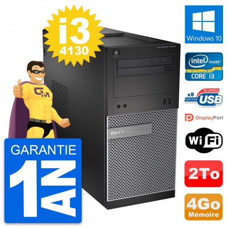 PC Tour Dell OptiPlex 3020 Intel Core i3-4130 RAM 4Go Disque 2To Windows 10 Wifi