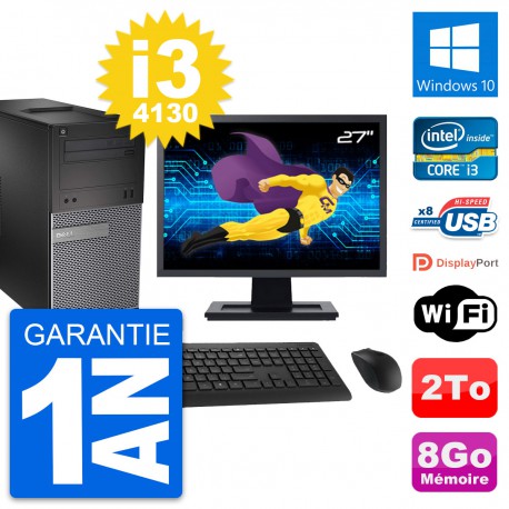 PC Tour Dell 3020 Ecran 27" Intel i3-4130 RAM 8Go Disque 2To Windows 10 Wifi