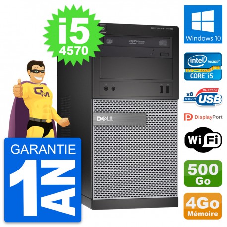PC Tour Dell OptiPlex 3020 Intel i5-4570 RAM 4Go Disque 500Go Windows 10 Wifi
