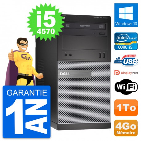 PC Tour Dell OptiPlex 3020 Intel Core i5-4570 RAM 4Go Disque 1To Windows 10 Wifi
