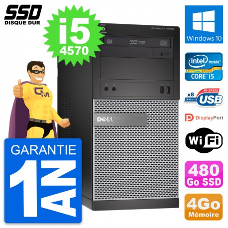 PC Tour Dell OptiPlex 3020 Intel Core i5-4570 RAM 4Go SSD 480Go Windows 10 Wifi