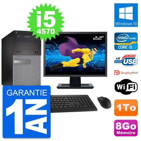 PC Tour Dell 3020 Ecran 22" Intel i5-4570 RAM 8Go Disque 1To Windows 10 Wifi
