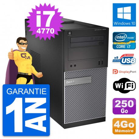 PC Tour Dell OptiPlex 3020 Intel i7-4770 RAM 4Go Disque 250Go Windows 10 Wifi
