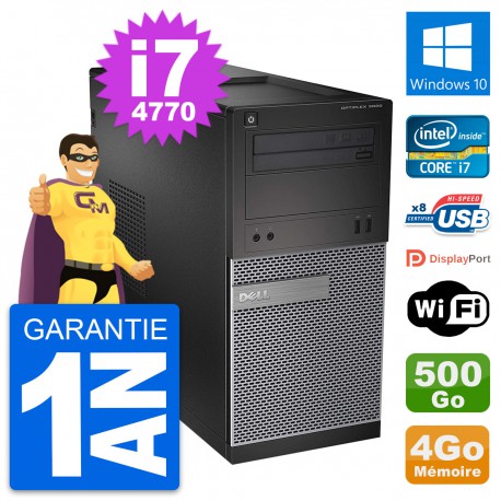 PC Tour Dell OptiPlex 3020 Intel i7-4770 RAM 4Go Disque 500Go Windows 10 Wifi