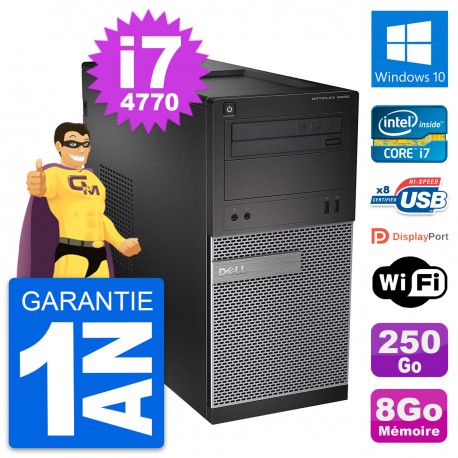 PC Tour Dell OptiPlex 3020 Intel i7-4770 RAM 8Go Disque 250Go Windows 10 Wifi