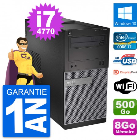 PC Tour Dell OptiPlex 3020 Intel i7-4770 RAM 8Go Disque 500Go Windows 10 Wifi