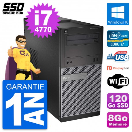 PC Tour Dell OptiPlex 3020 Intel Core i7-4770 RAM 8Go SSD 120Go Windows 10 Wifi