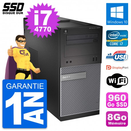 PC Tour Dell OptiPlex 3020 Intel Core i7-4770 RAM 8Go SSD 960Go Windows 10 Wifi