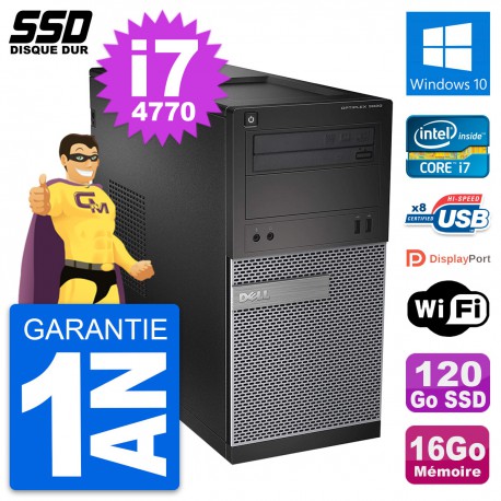PC Tour Dell OptiPlex 3020 Intel Core i7-4770 RAM 16Go SSD 120Go Windows 10 Wifi