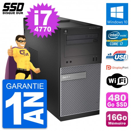 PC Tour Dell OptiPlex 3020 Intel Core i7-4770 RAM 16Go SSD 480Go Windows 10 Wifi