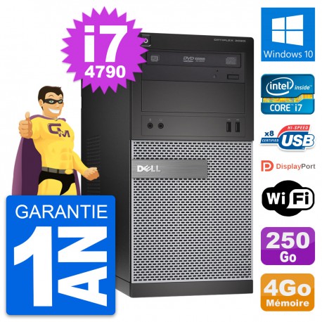 PC Tour Dell OptiPlex 3020 Intel i7-4790 RAM 4Go Disque 250Go Windows 10 Wifi