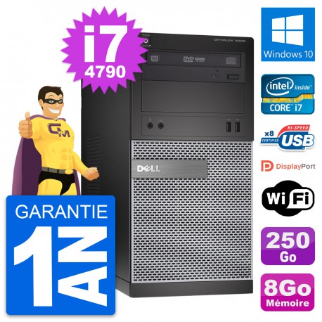 PC Tour Dell OptiPlex 3020 Intel i7-4790 RAM 8Go Disque 250Go Windows 10 Wifi