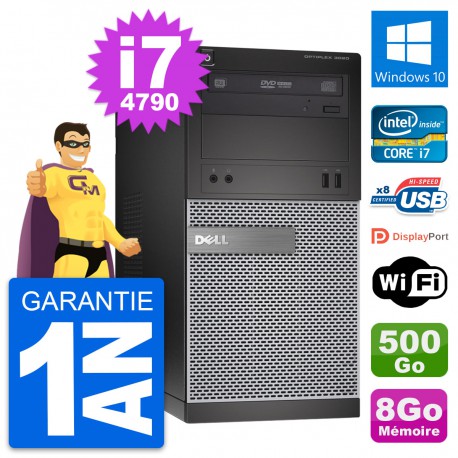 PC Tour Dell OptiPlex 3020 Intel i7-4790 RAM 8Go Disque 500Go Windows 10 Wifi