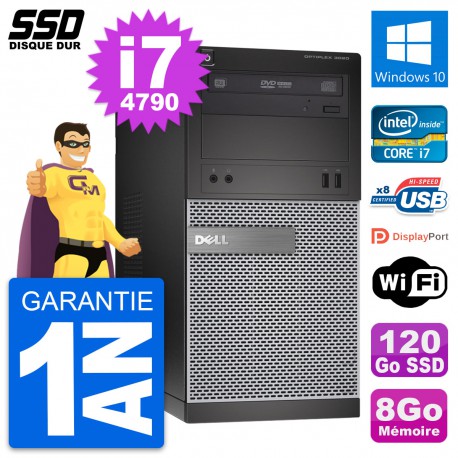PC Tour Dell OptiPlex 3020 Intel Core i7-4790 RAM 8Go SSD 120Go Windows 10 Wifi