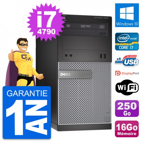 PC Tour Dell OptiPlex 3020 Intel i7-4790 RAM 16Go Disque 250Go Windows 10 Wifi