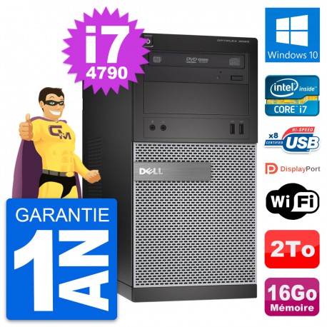 PC Tour Dell OptiPlex 3020 Intel i7-4790 RAM 16Go Disque Dur 2To Windows 10 Wifi