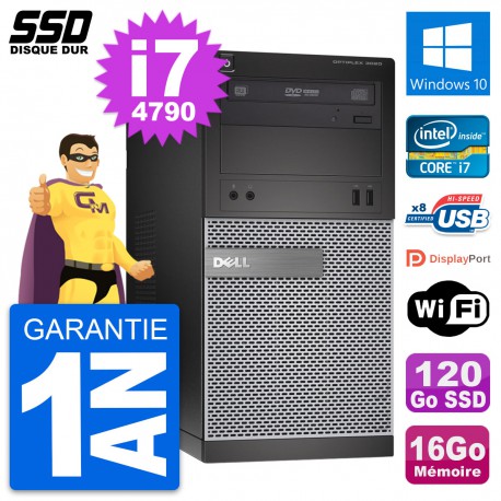PC Tour Dell OptiPlex 3020 Intel Core i7-4790 RAM 16Go SSD 120Go Windows 10 Wifi