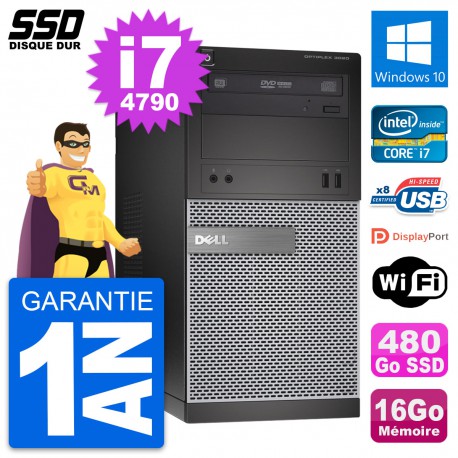 PC Tour Dell OptiPlex 3020 Intel Core i7-4790 RAM 16Go SSD 480Go Windows 10 Wifi