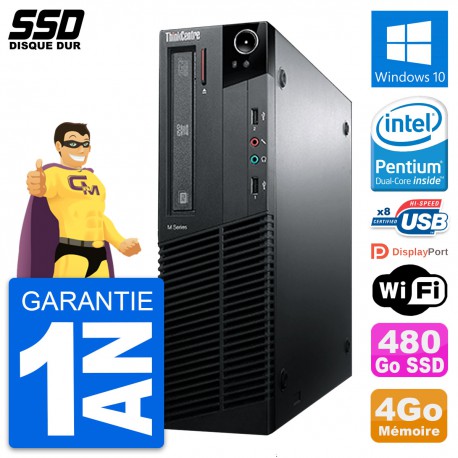 PC Lenovo ThinkCentre M81 SFF Intel G630 RAM 4Go SSD 480Go Windows 10 Wifi