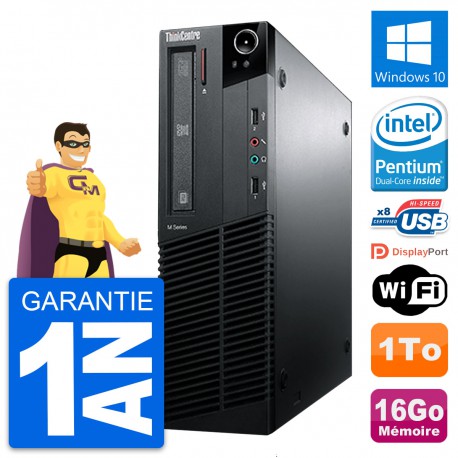 PC Lenovo ThinkCentre M81 SFF Intel G630 RAM 16Go Disque Dur 1To Windows 10 Wifi