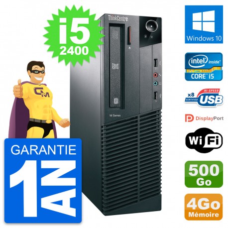 PC Lenovo ThinkCentre M81 SFF Intel i5-2400 RAM 4Go Disque 500Go Windows 10 Wifi