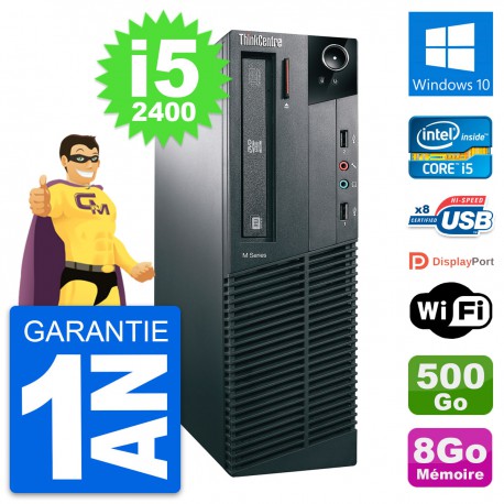 PC Lenovo ThinkCentre M81 SFF Intel i5-2400 RAM 8Go Disque 500Go Windows 10 Wifi
