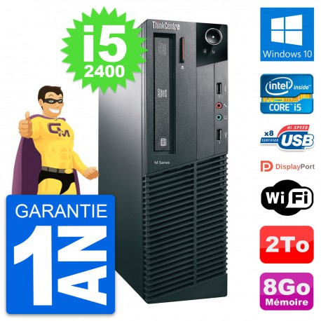 PC Lenovo ThinkCentre M81 SFF Intel i5-2400 RAM 8Go Disque 2To Windows 10 Wifi