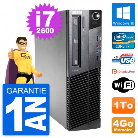 PC Lenovo ThinkCentre M81 SFF Intel i7-2600 RAM 4Go Disque 1To Windows 10 Wifi