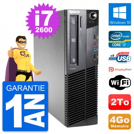 PC Lenovo ThinkCentre M81 SFF Intel i7-2600 RAM 4Go Disque 2To Windows 10 Wifi