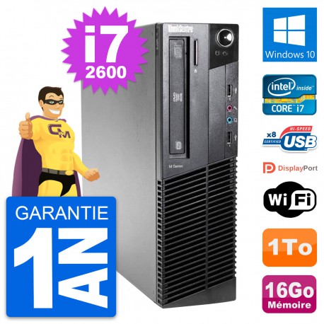 PC Lenovo ThinkCentre M81 SFF Intel i7-2600 RAM 16Go Disque 1To Windows 10 Wifi