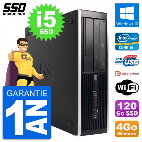 PC HP 8100 Elite SFF Intel Core i5-650 RAM 4Go SSD 120Go Windows 10 Wifi