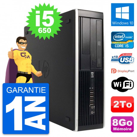 PC HP 8100 Elite SFF Intel Core i5-650 RAM 8Go Disque Dur 2To Windows 10 Wifi