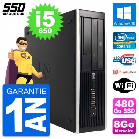 PC HP 8100 Elite SFF Intel Core i5-650 RAM 8Go SSD 480Go Windows 10 Wifi