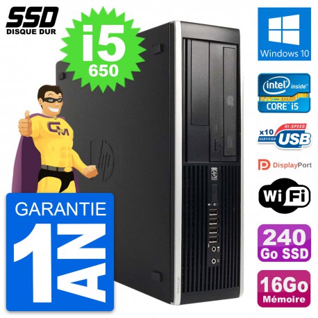 PC HP 8100 Elite SFF Intel Core i5-650 RAM 16Go SSD 240Go Windows 10 Wifi