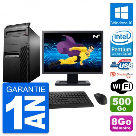 PC Tour Lenovo M93p Ecran 19" Intel G3220 RAM 8Go Disque 500Go Windows 10 Wifi