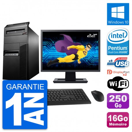 PC Tour Lenovo M93p Ecran 22" Intel G3220 RAM 16Go Disque 250Go Windows 10 Wifi