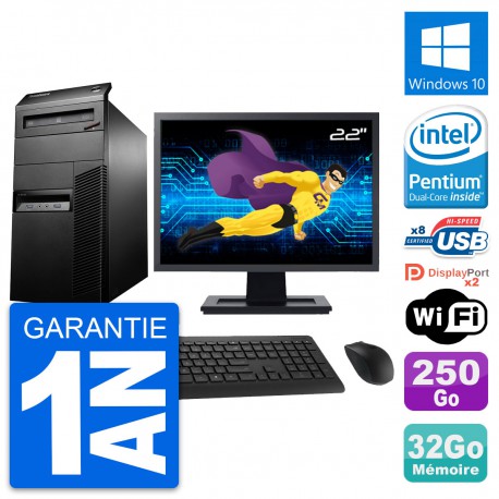 PC Tour Lenovo M93p Ecran 22" Intel G3220 RAM 32Go Disque 250Go Windows 10 Wifi